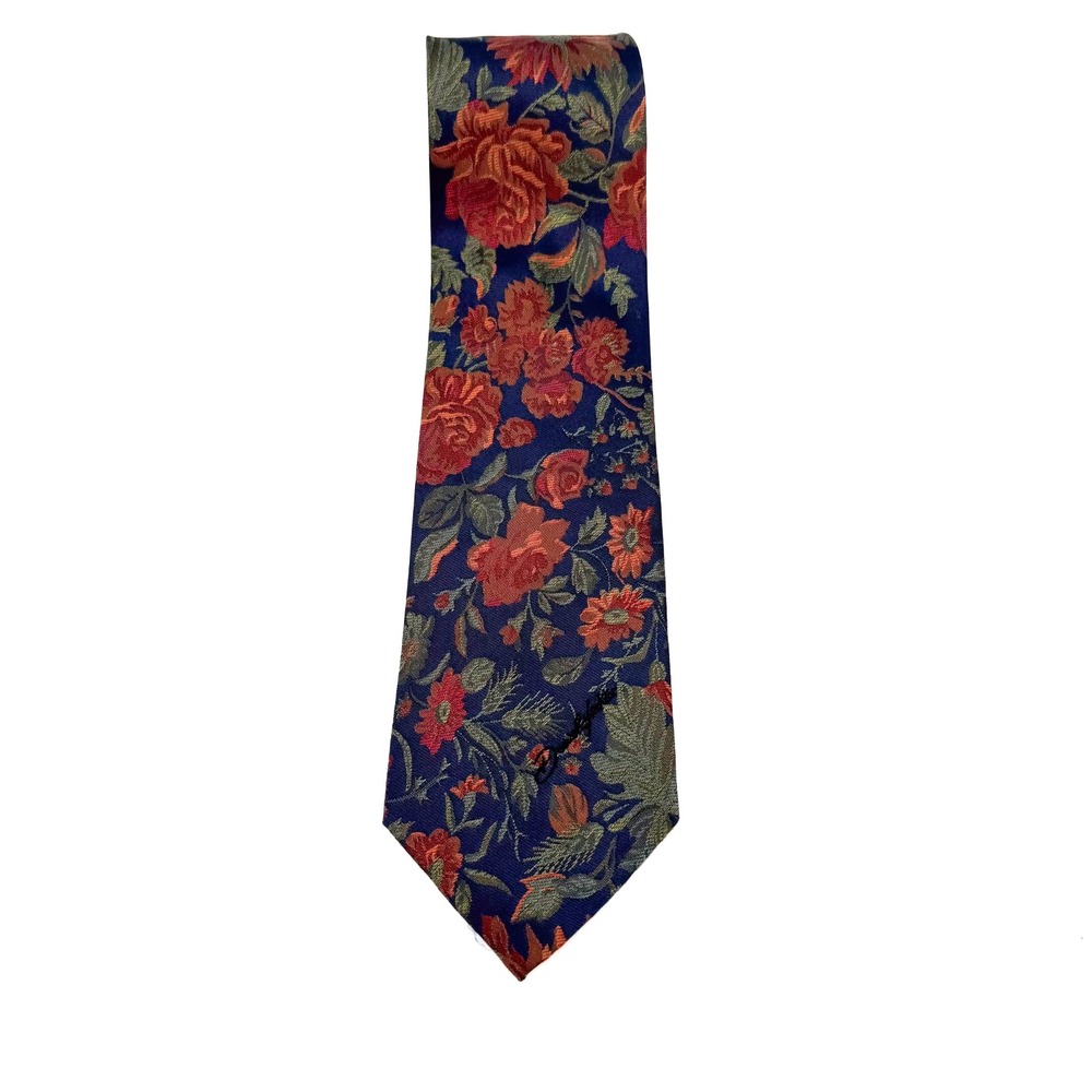 Daniel Hechter Paris 100% Silk Tie Men's Blue Red Floral 60" Business Luxury